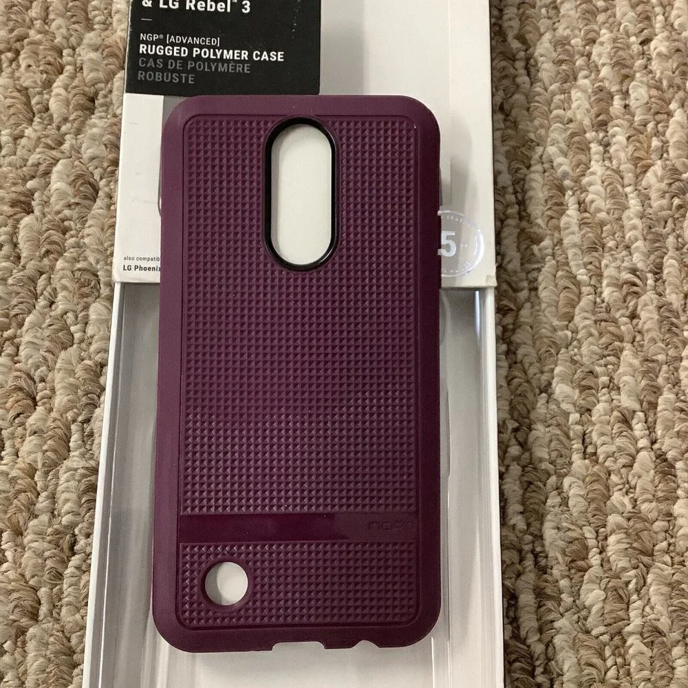 INCIPIO Purple Black Ruby Rugged Polymer Case for LG Phoenix 3 & LG Rebel 3. New